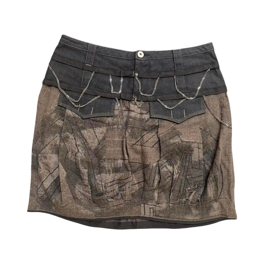 Marithé + François Girbaud wool skirt with silver chains.