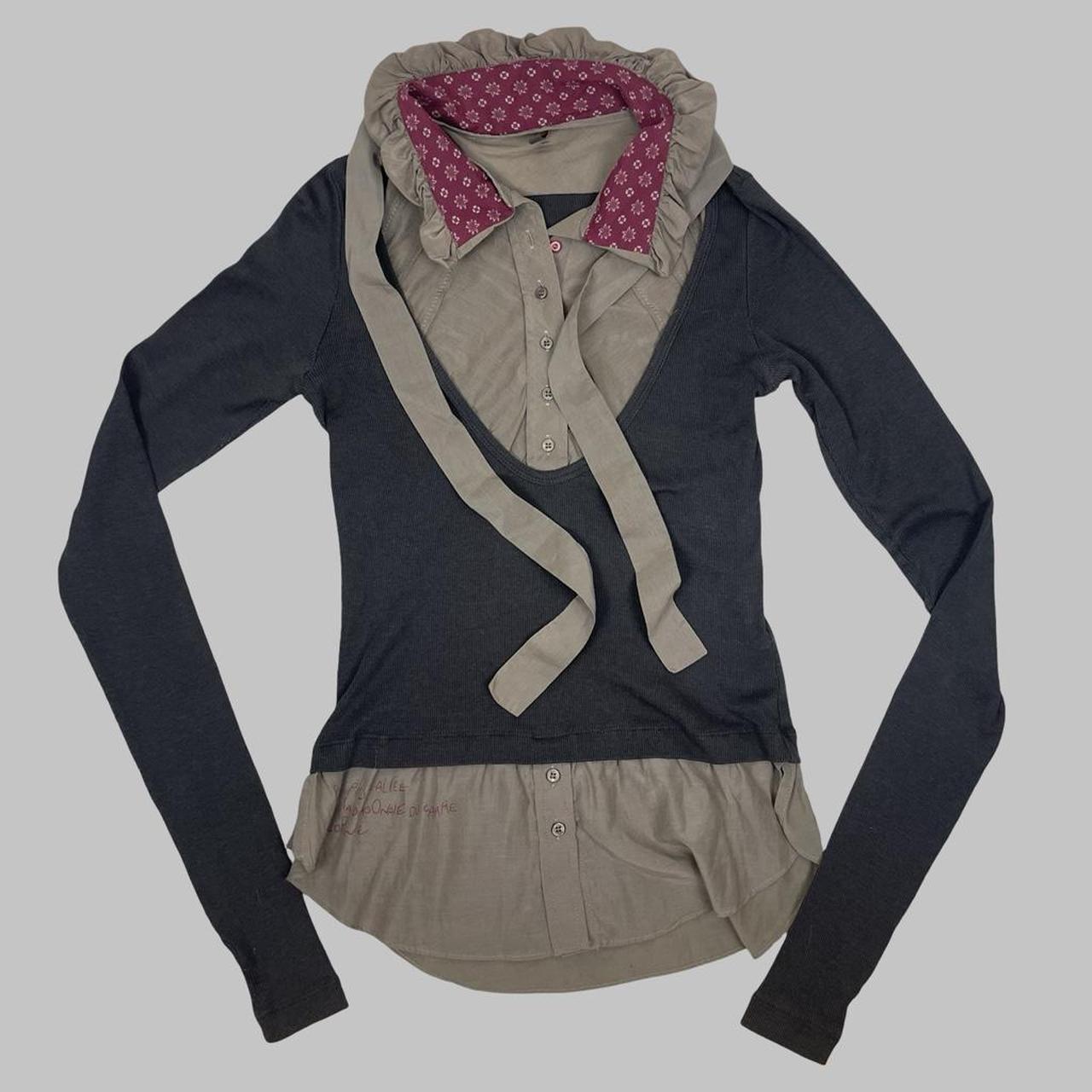 Cop Copine grey trompe-l’œil  layered long-sleeve top.