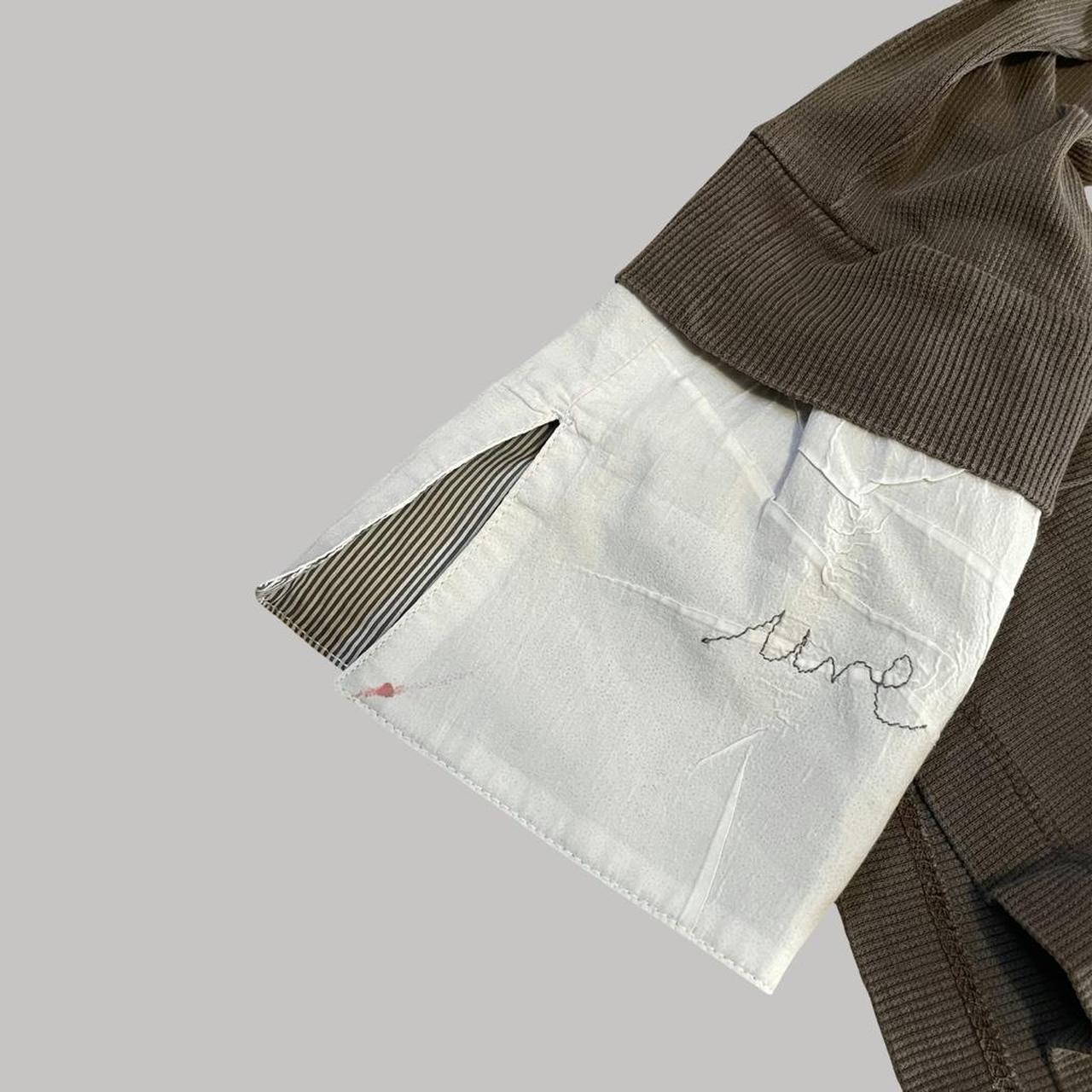 Cop copine khaki taupe blouse cotton shirt with integrated scarf.