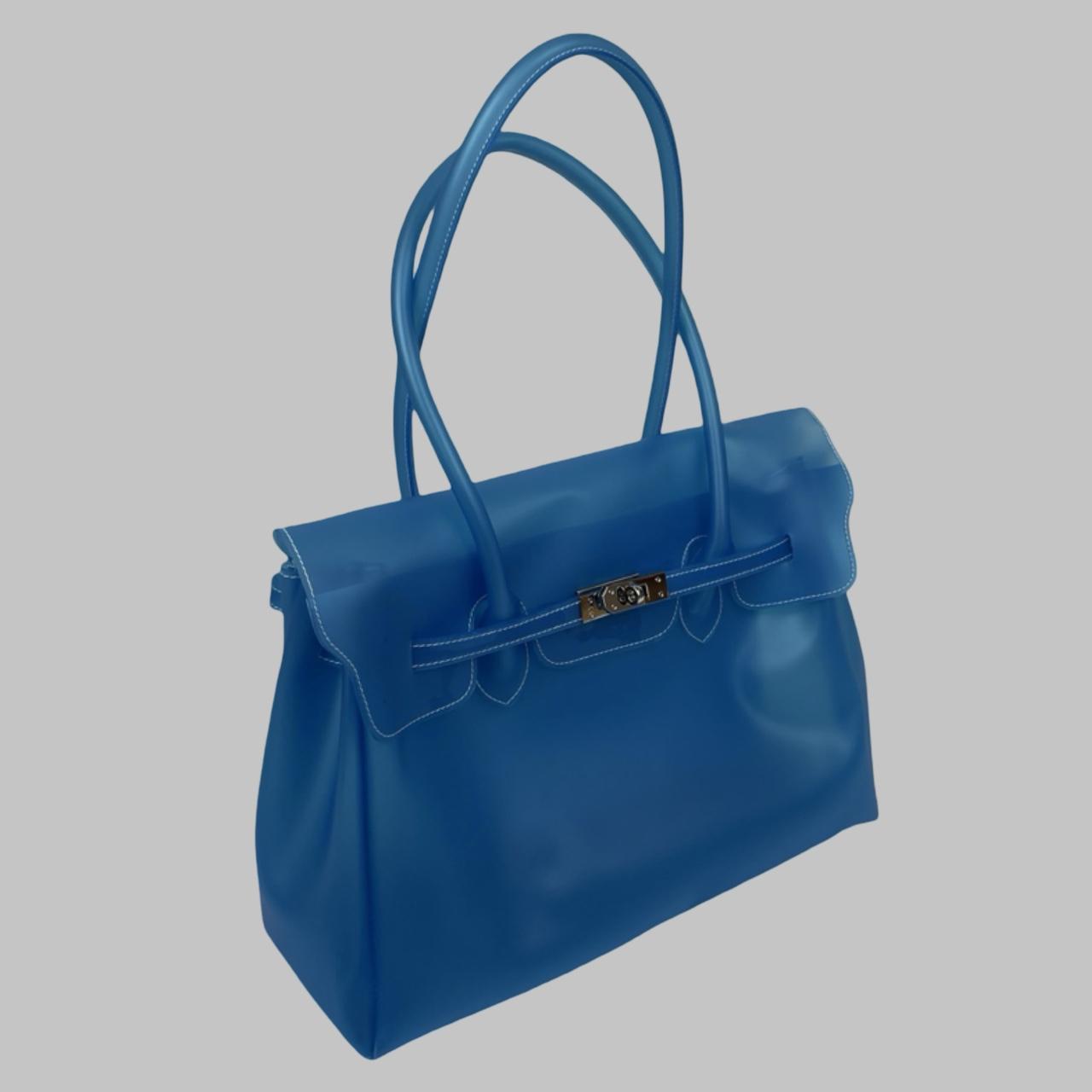 Large blue mint translucent firkin jelly pvc bag.