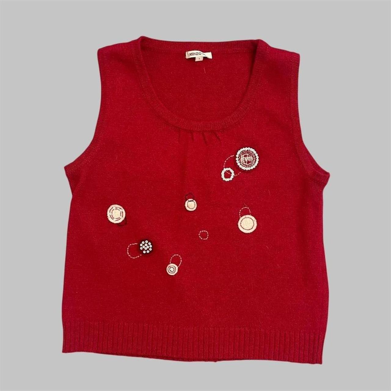 Kenzo red angora blend knit sleeveless top.