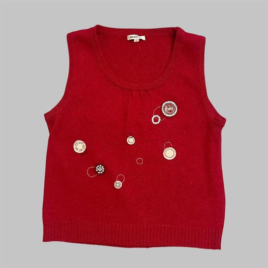 Kenzo red angora blend knit sleeveless top.