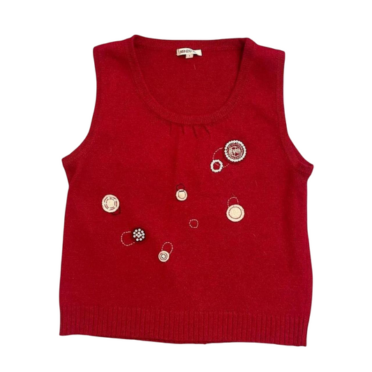 Kenzo red angora blend knit sleeveless top.
