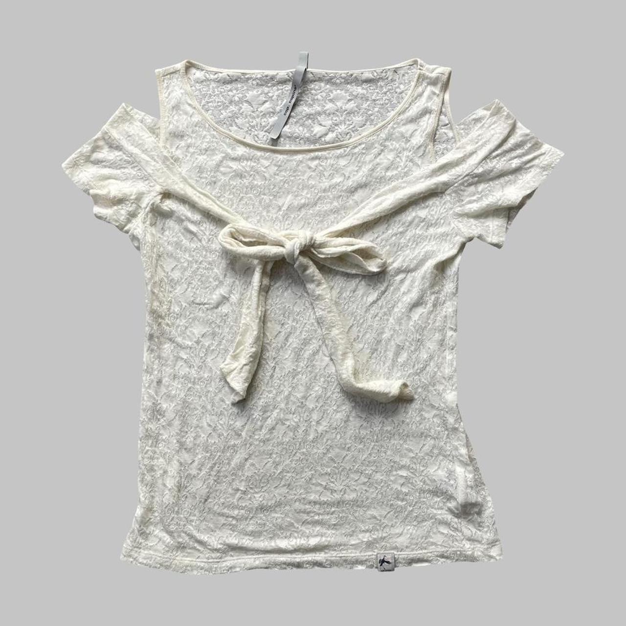 Cop Copine off-white lace cut-out top.