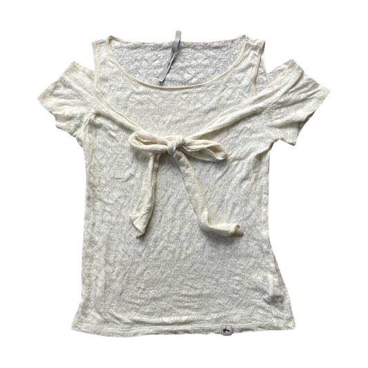 Cop Copine off-white lace cut-out top.