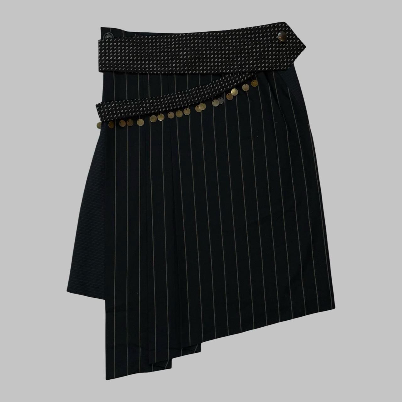 Cop copine black midi skirt with removable tie-shaped belt.