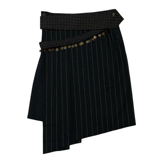 Cop copine black midi skirt with removable tie-shaped belt.