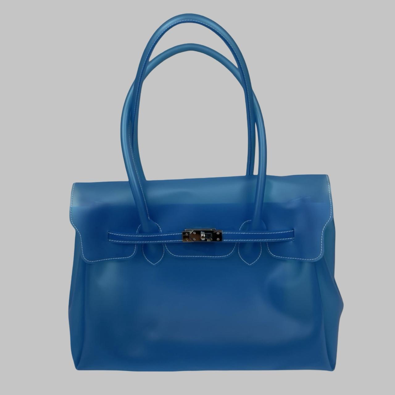 Large blue mint translucent firkin jelly pvc bag.