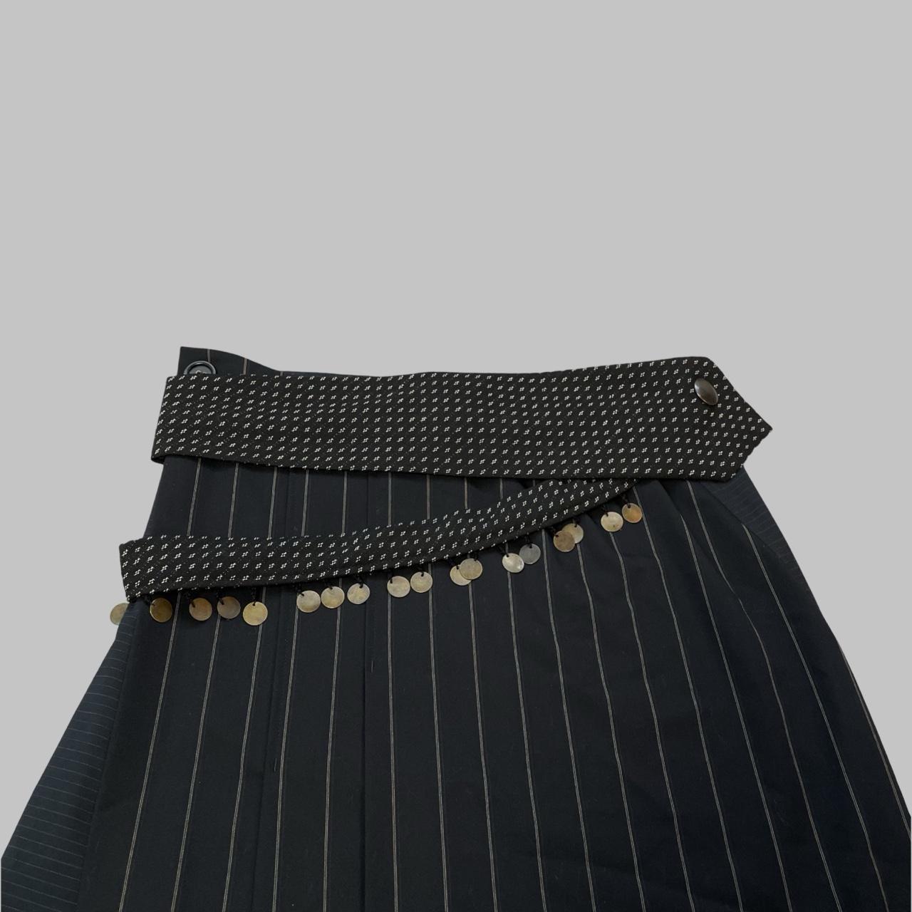 Cop copine black midi skirt with removable tie-shaped belt.