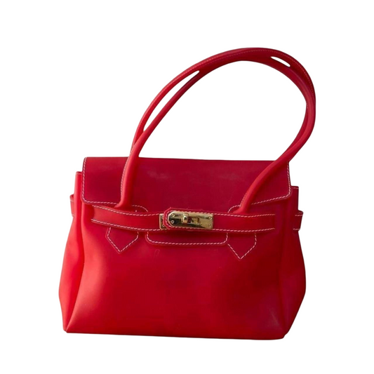 Red jelly pvc firkin bag.