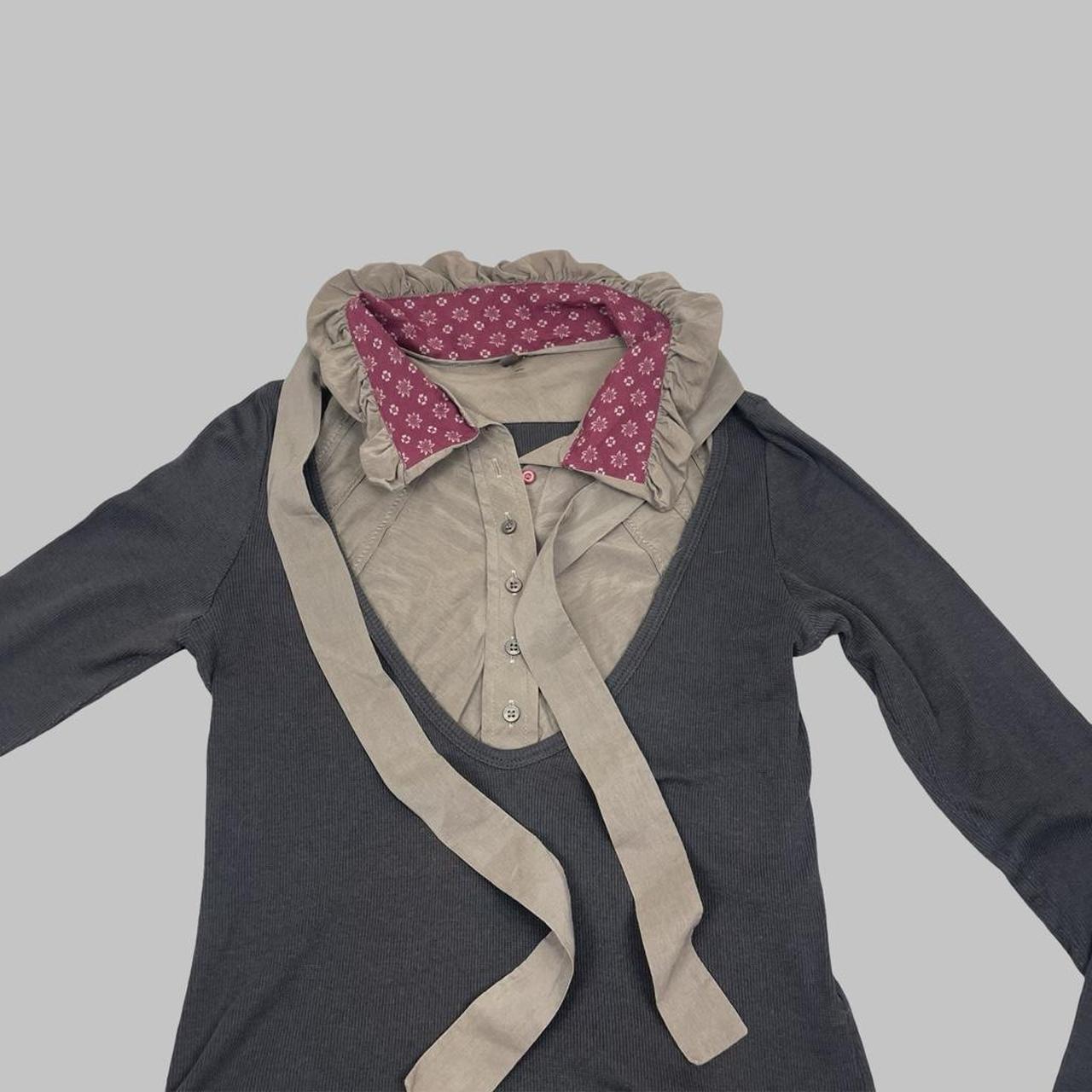 Cop Copine grey trompe-l’œil  layered long-sleeve top.