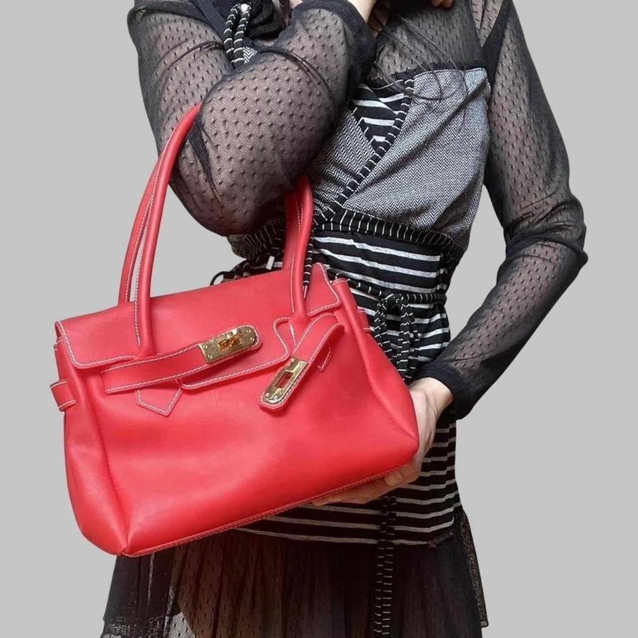 Red jelly pvc firkin bag.