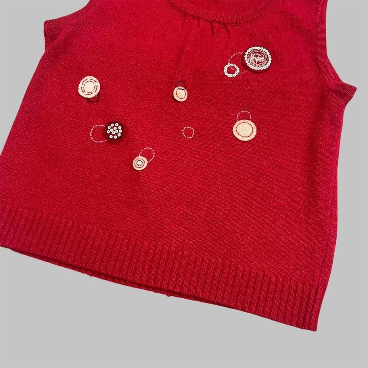 Kenzo red angora blend knit sleeveless top.