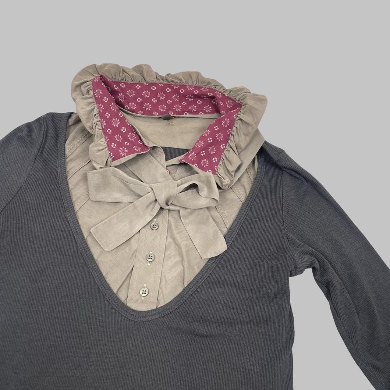 Cop Copine grey trompe-l’œil  layered long-sleeve top.