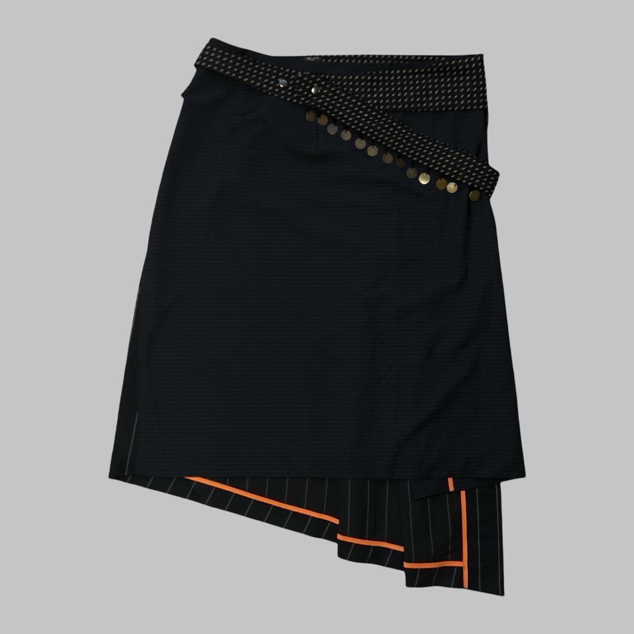 Cop copine black midi skirt with removable tie-shaped belt.