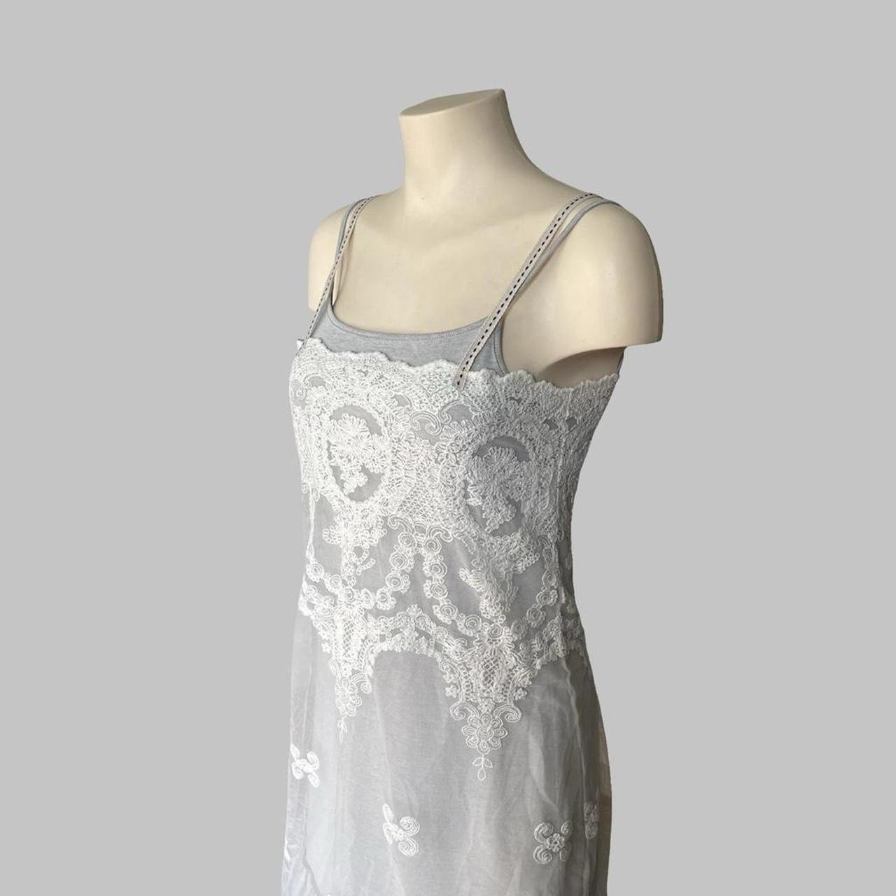 Cop Copine layered grey and white embroidered boho mini dress