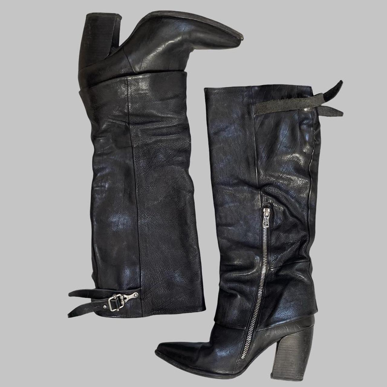 A.S.98 black leather knee high boots.