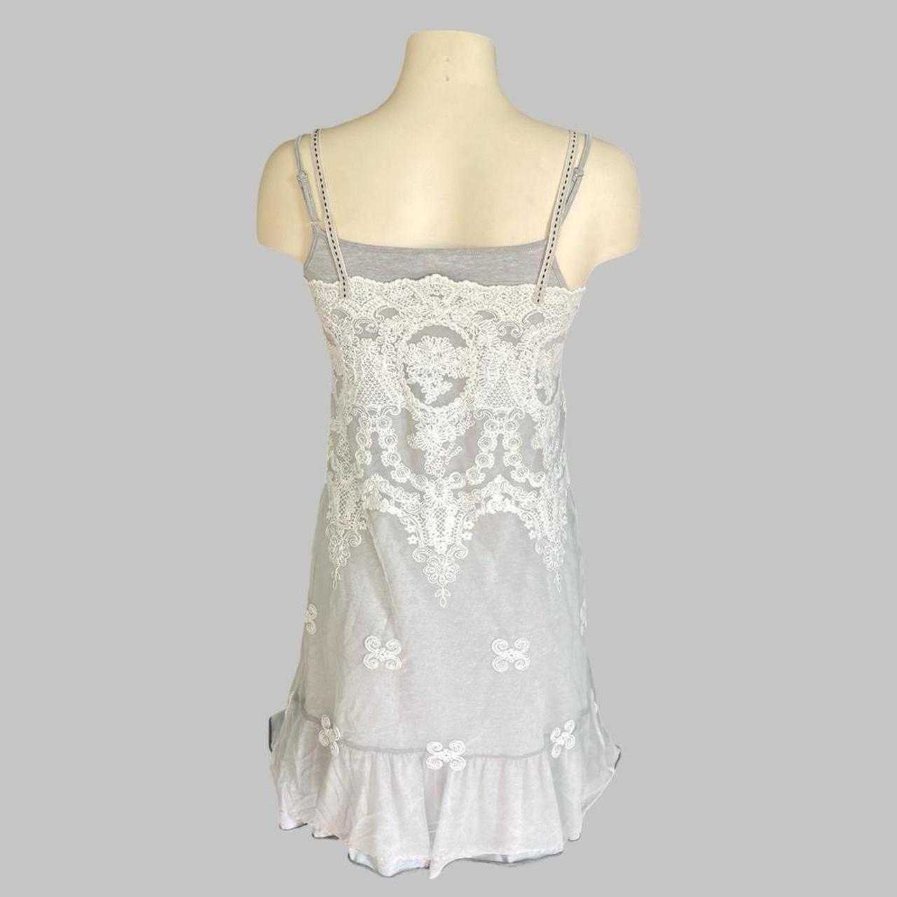 Cop Copine layered grey and white embroidered boho mini dress