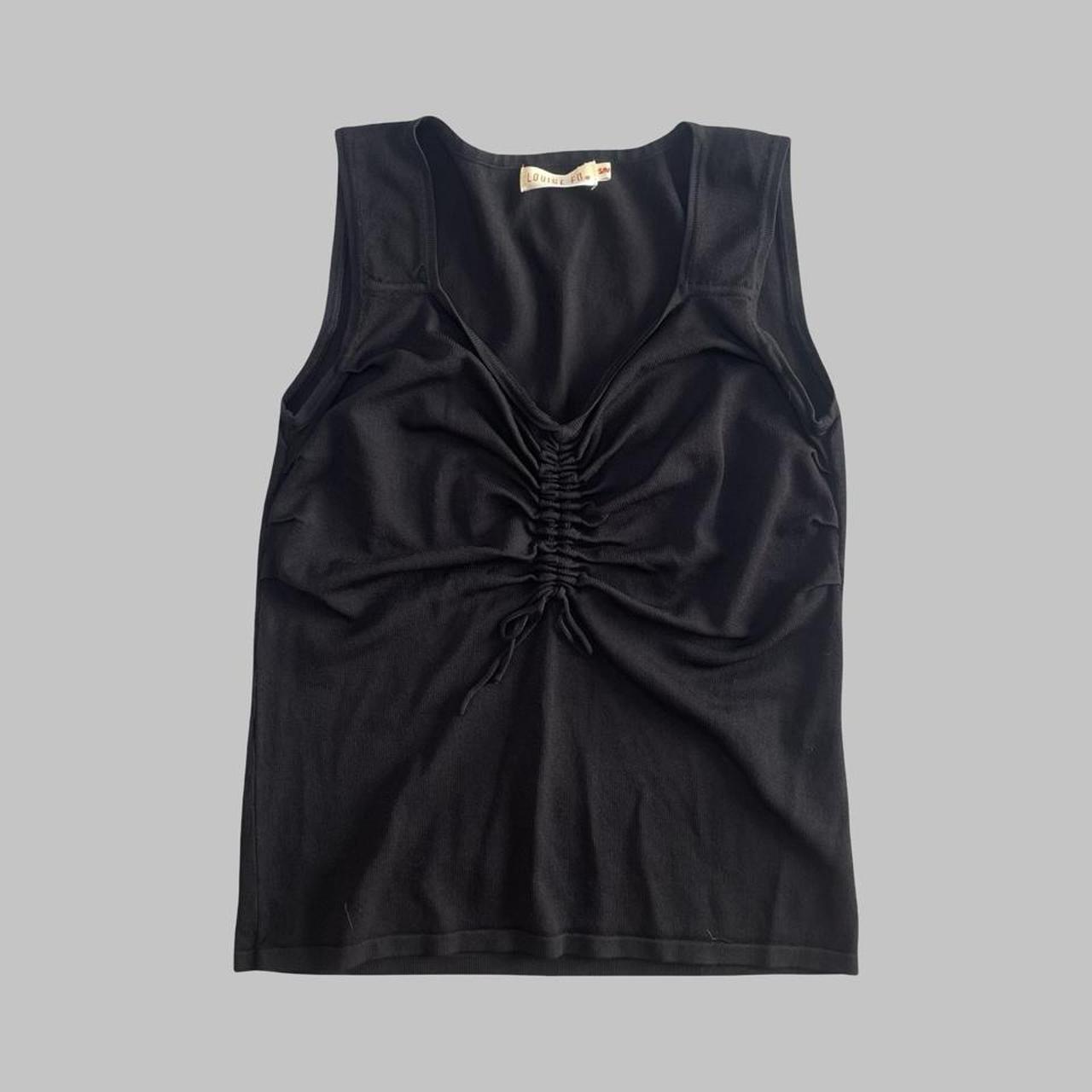 Vintage french black ruched tank top.