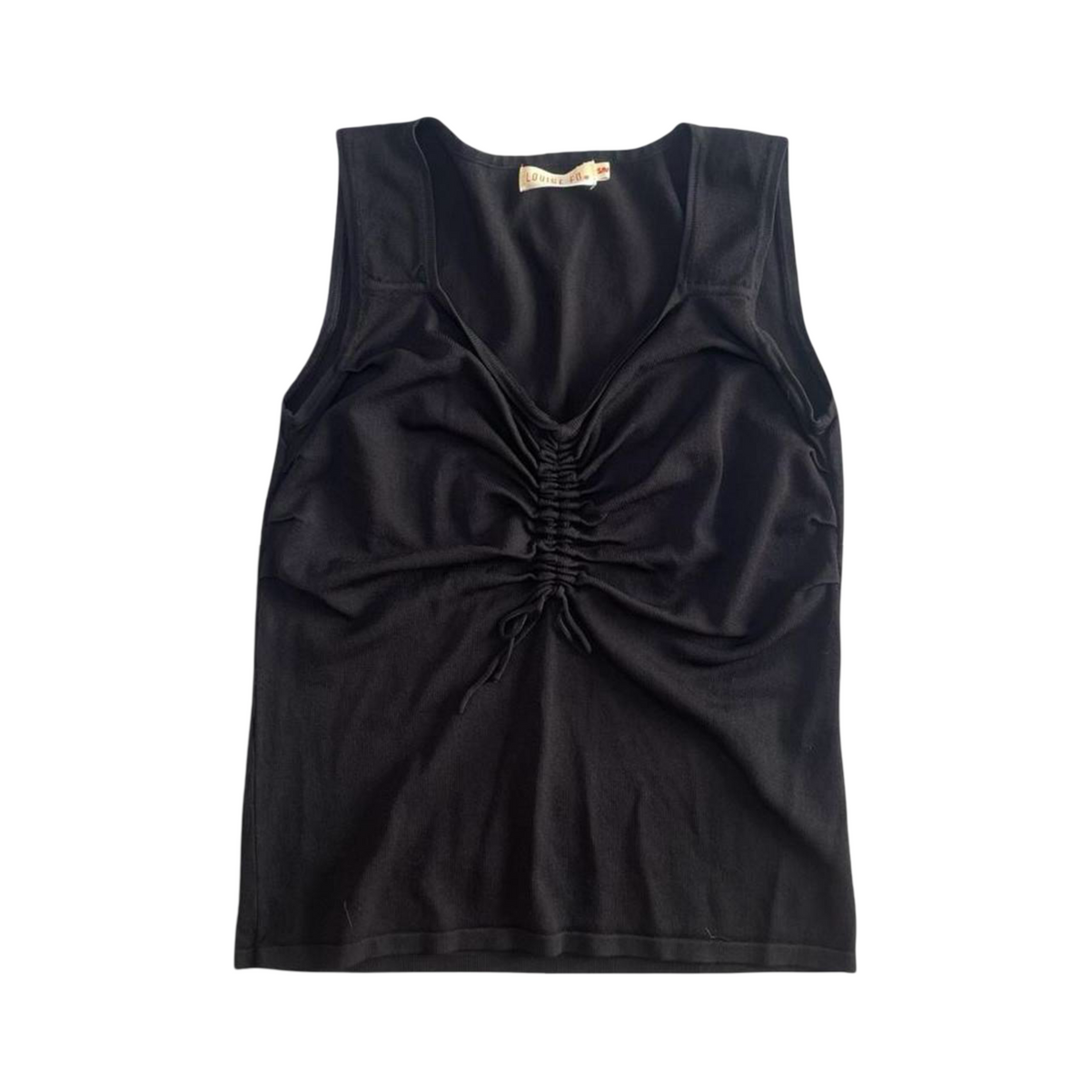French black ruched tank top.