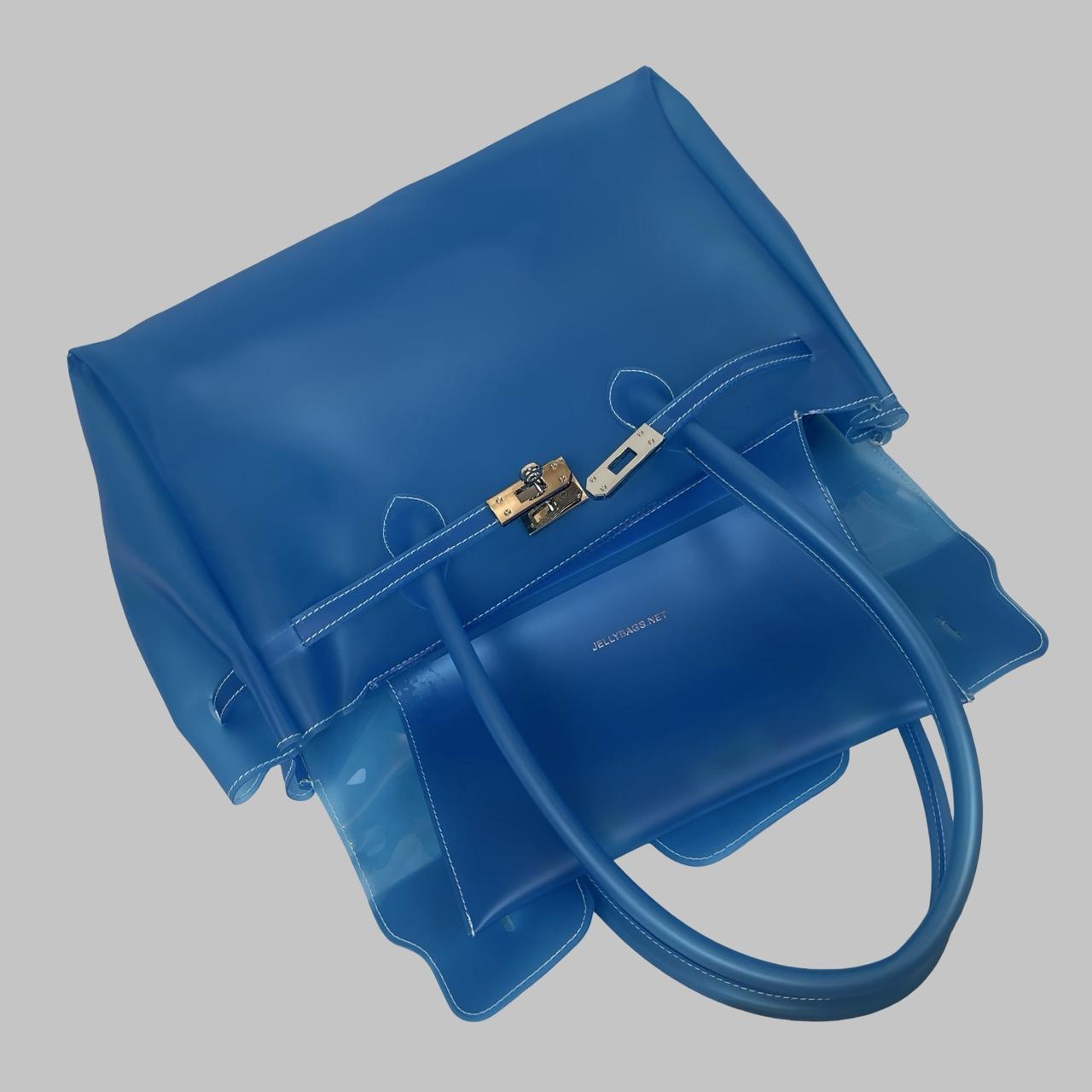 Large blue mint translucent firkin jelly pvc bag.