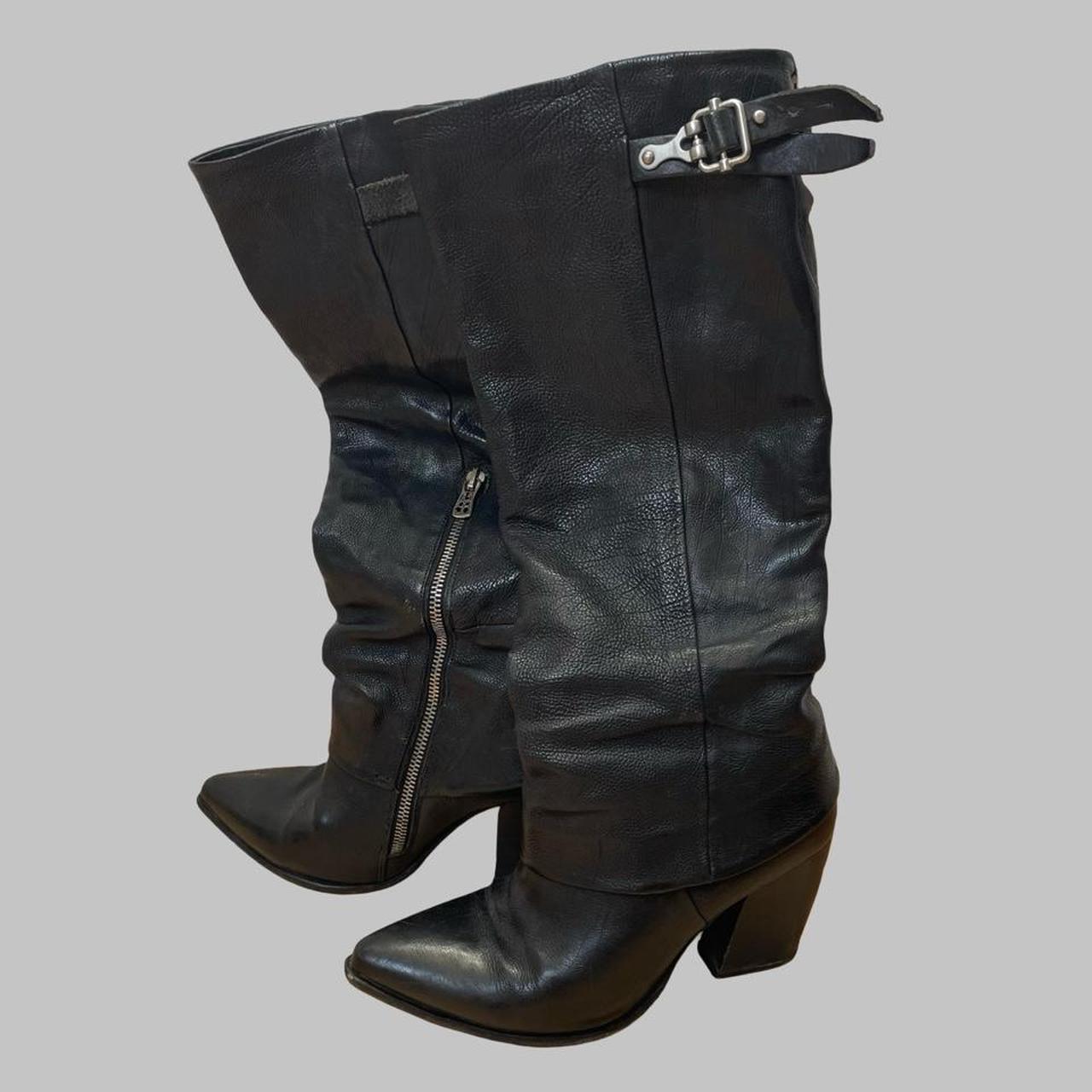 A.S.98 black leather knee high boots.