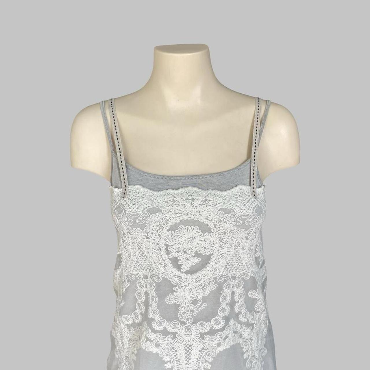 Cop Copine layered grey and white embroidered boho mini dress