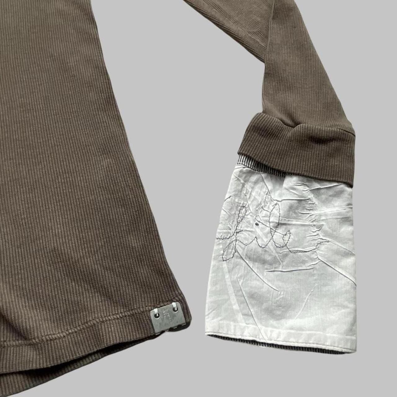 Cop copine khaki taupe blouse cotton shirt with integrated scarf.