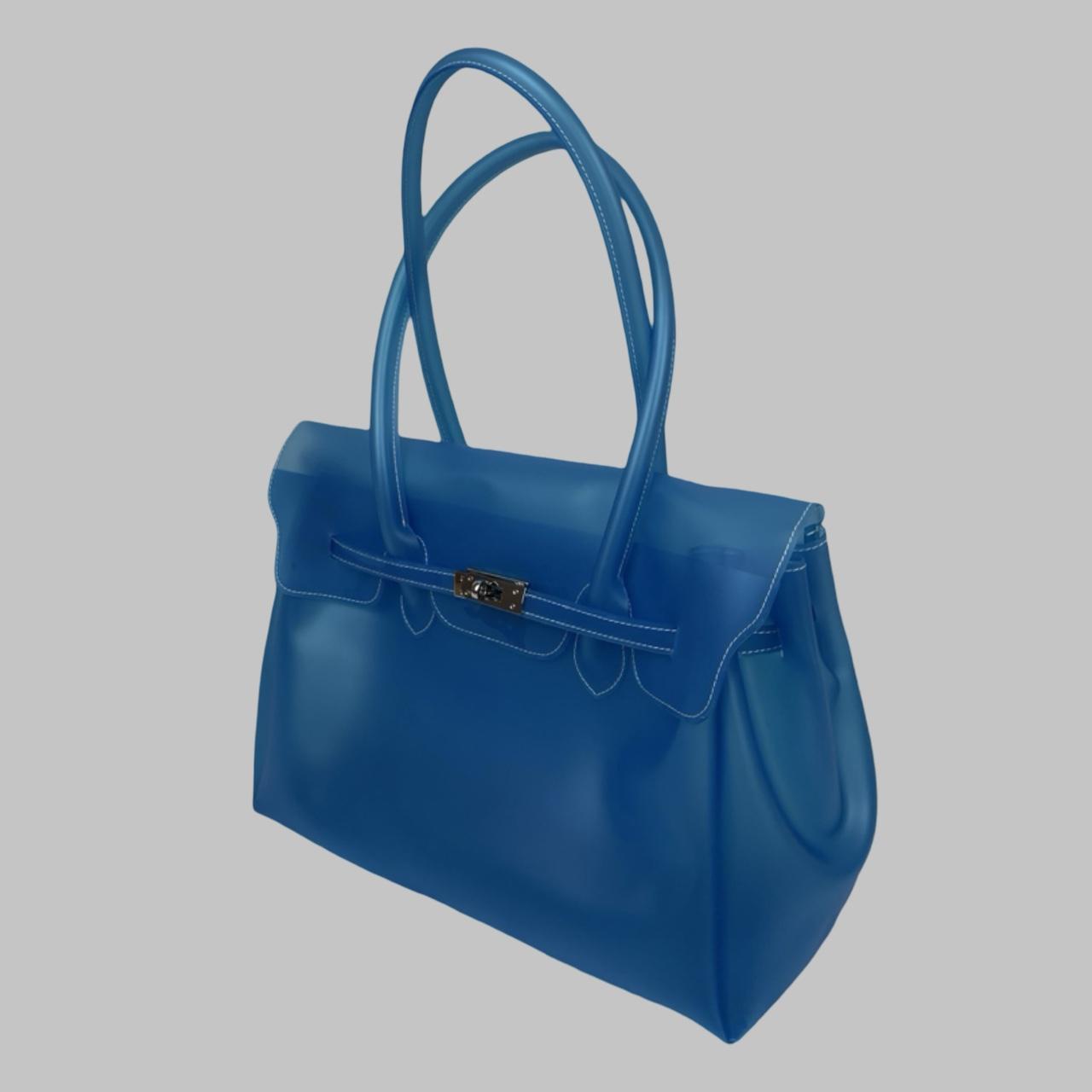Large blue mint translucent firkin jelly pvc bag.
