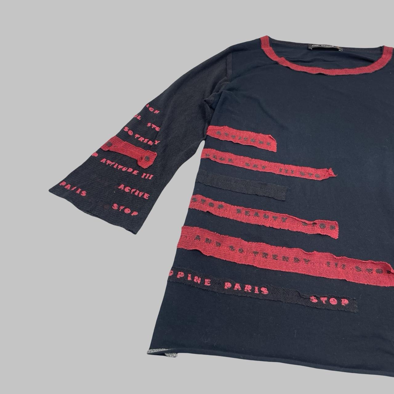 Cop Copine black & red multi-fabric mesh top.