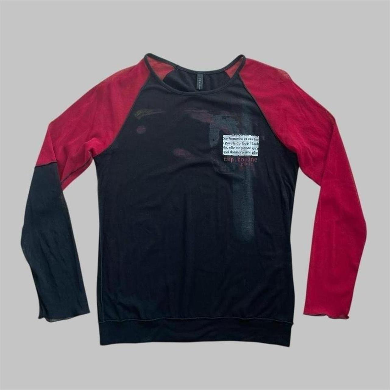 Cop copine black and red bi-material top.