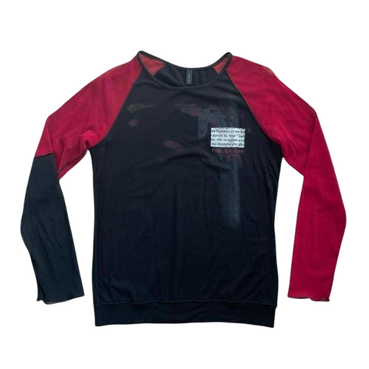 Cop copine black and red bi-material top.