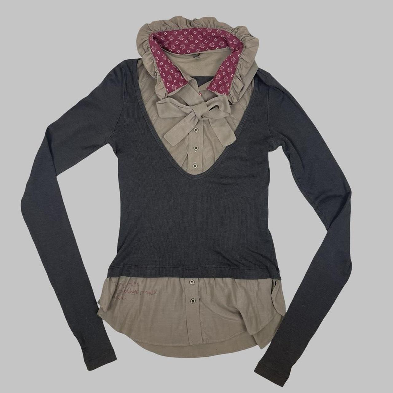 Cop Copine grey trompe-l’œil  layered long-sleeve top.
