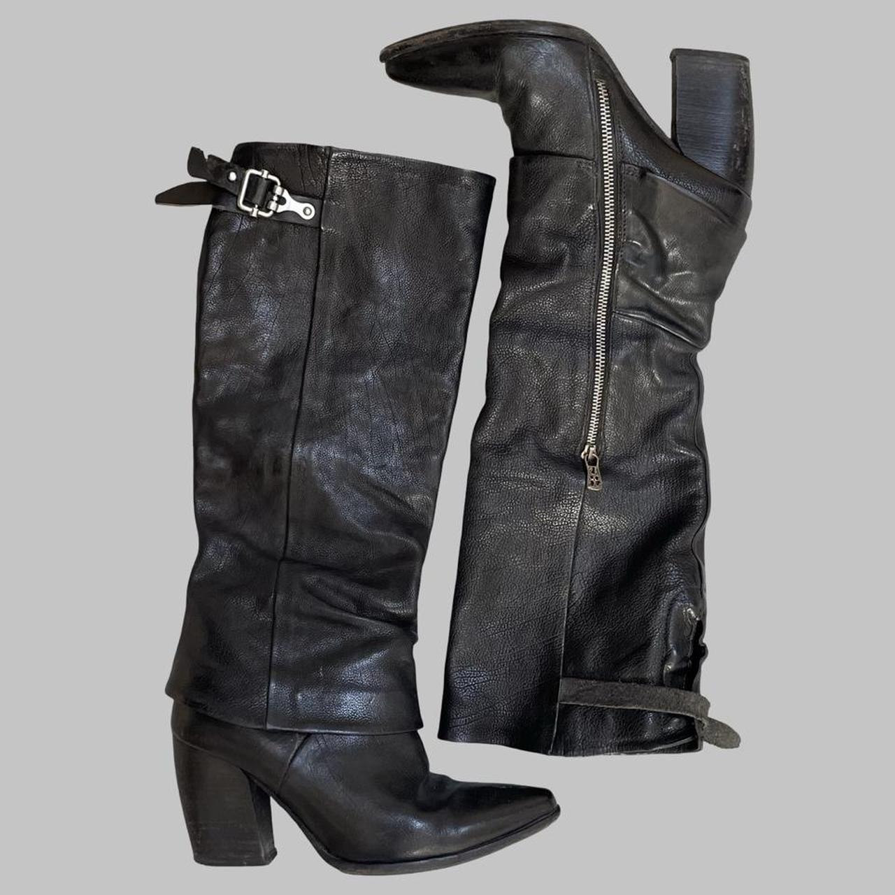 A.S.98 black leather knee high boots.