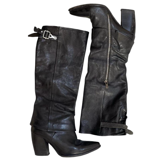 A.S.98 black leather knee high boots.