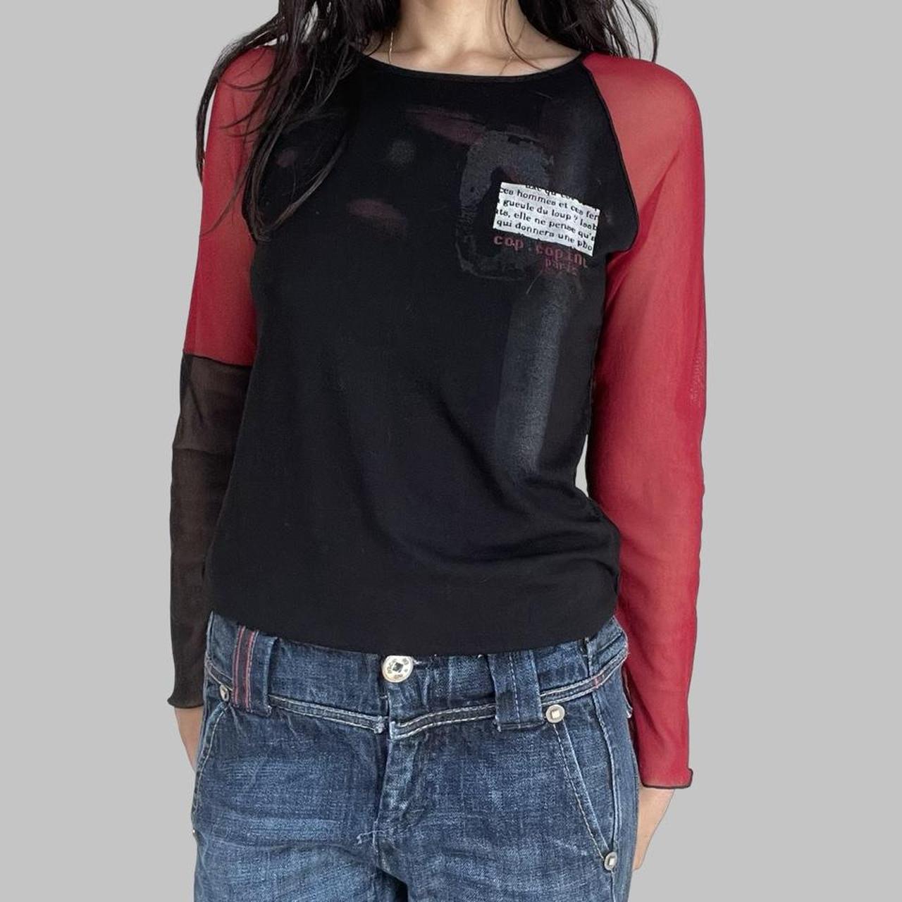 Cop copine black and red bi-material top.