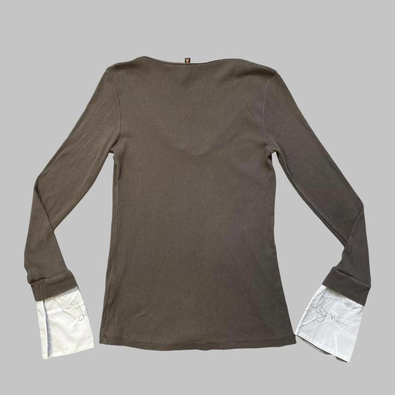 Cop copine khaki taupe blouse cotton shirt with integrated scarf.