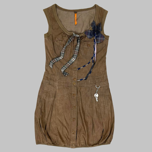 Cop Copine khaki / brown utility mini dress.