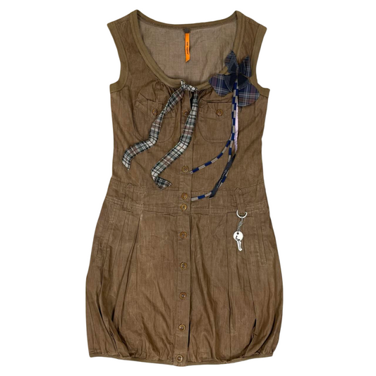 Cop Copine khaki / brown utility mini dress.