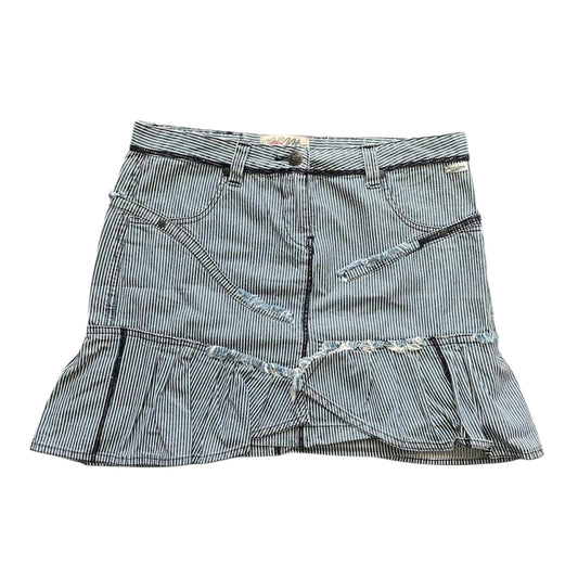 Blue and white striped mini skirt.