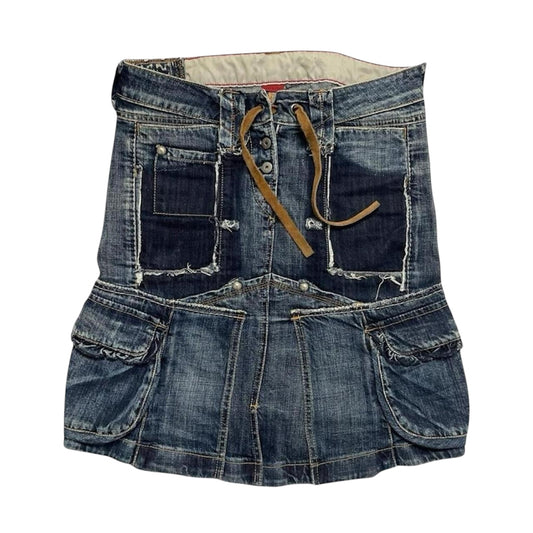 Marithé François Girbaud denim cargo skirt.