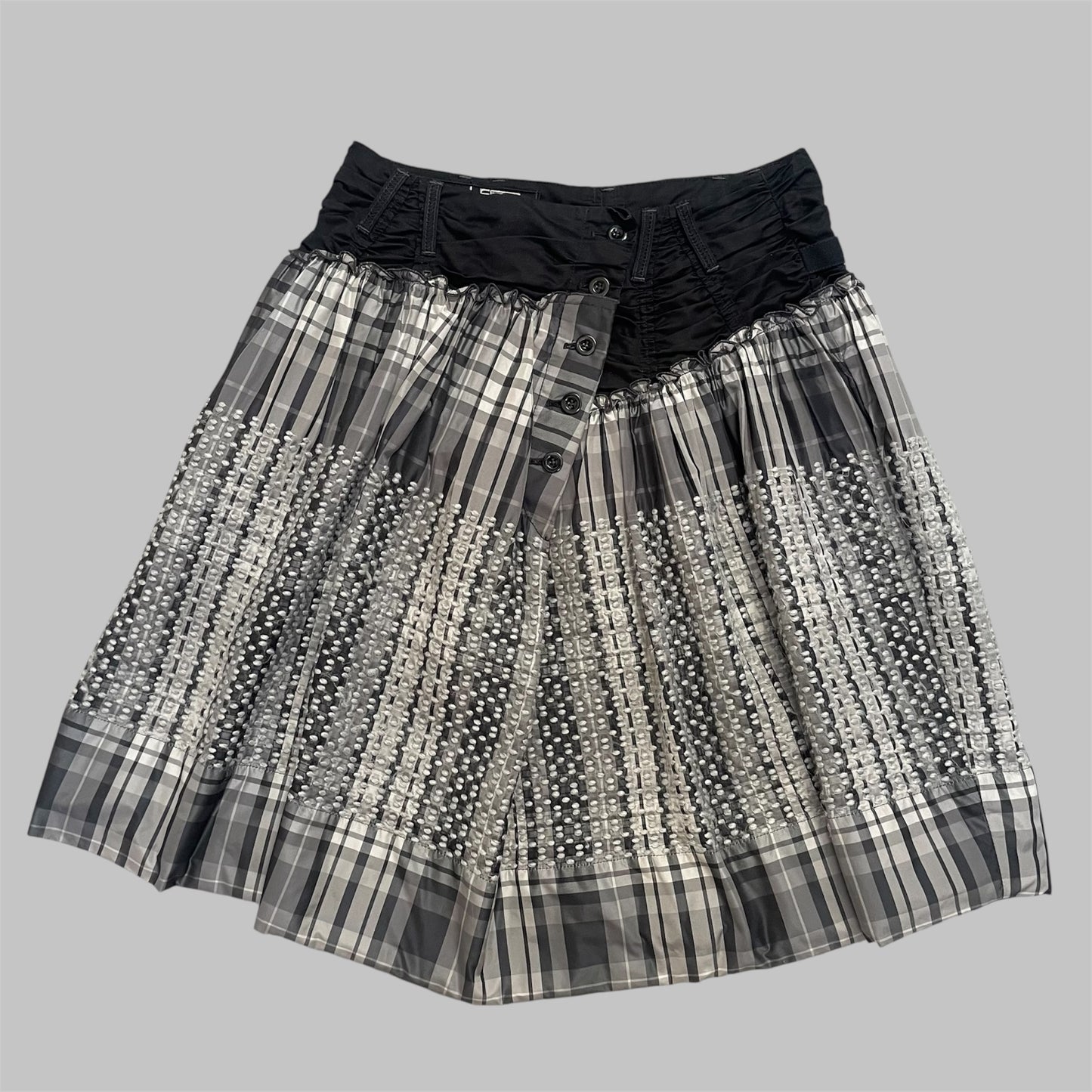 Marithé + François Girbaud plaid puffer midi skirt.