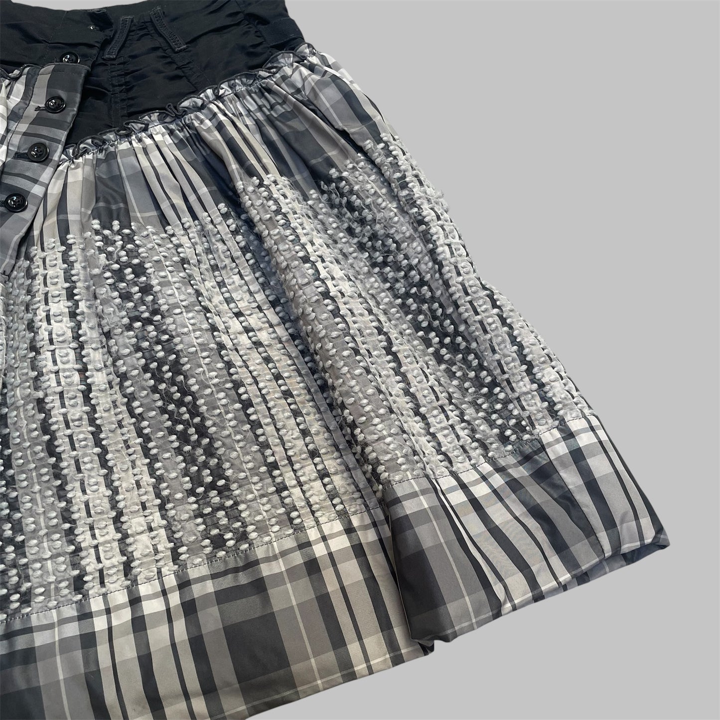 Marithé + François Girbaud plaid puffer midi skirt.