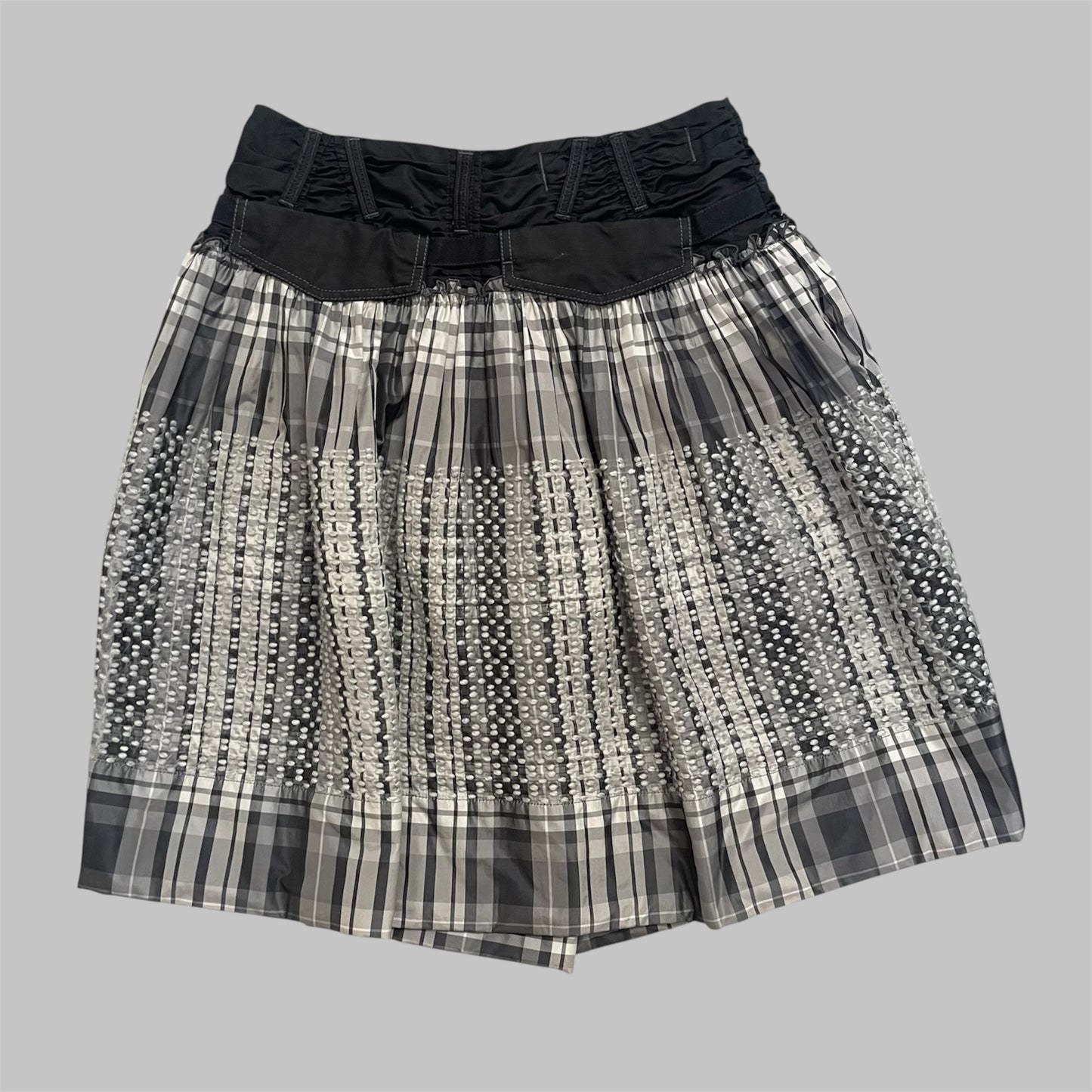 Marithé + François Girbaud plaid puffer midi skirt.