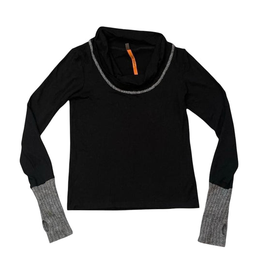 Cop copine black and grey bi material cowl neck top.