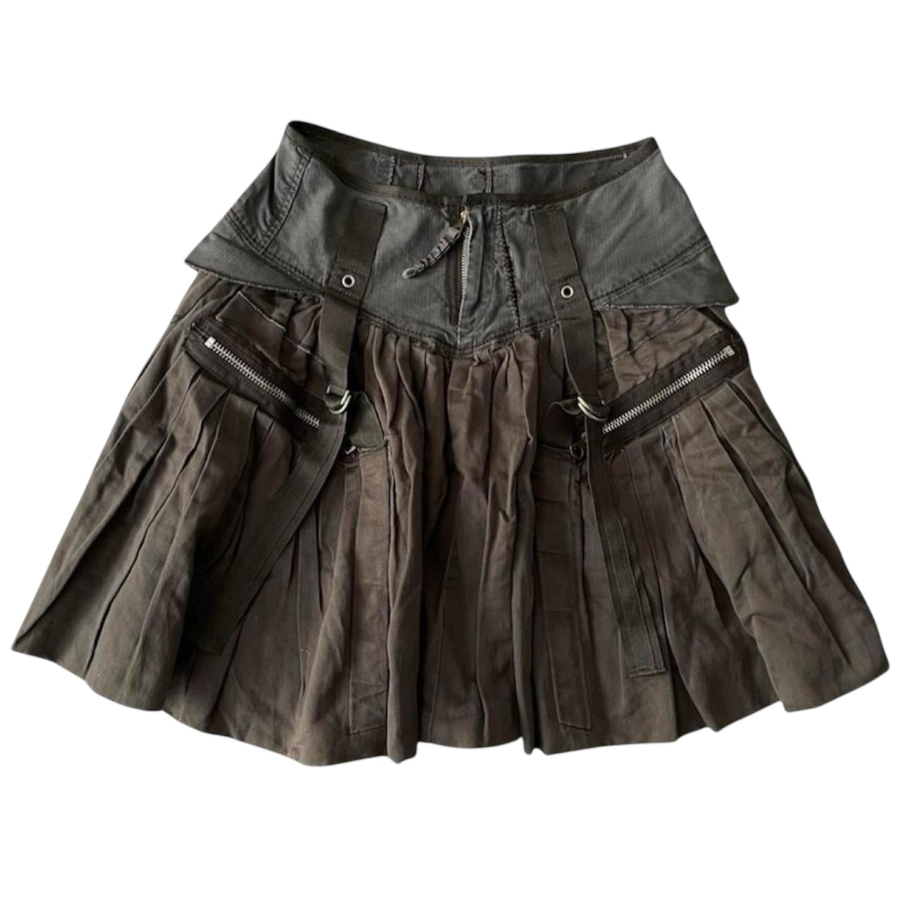 Marithé François + Girbaud denim cargo skirt.