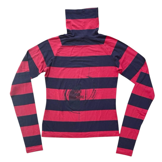 Cop copine red and black striped turtleneck top.