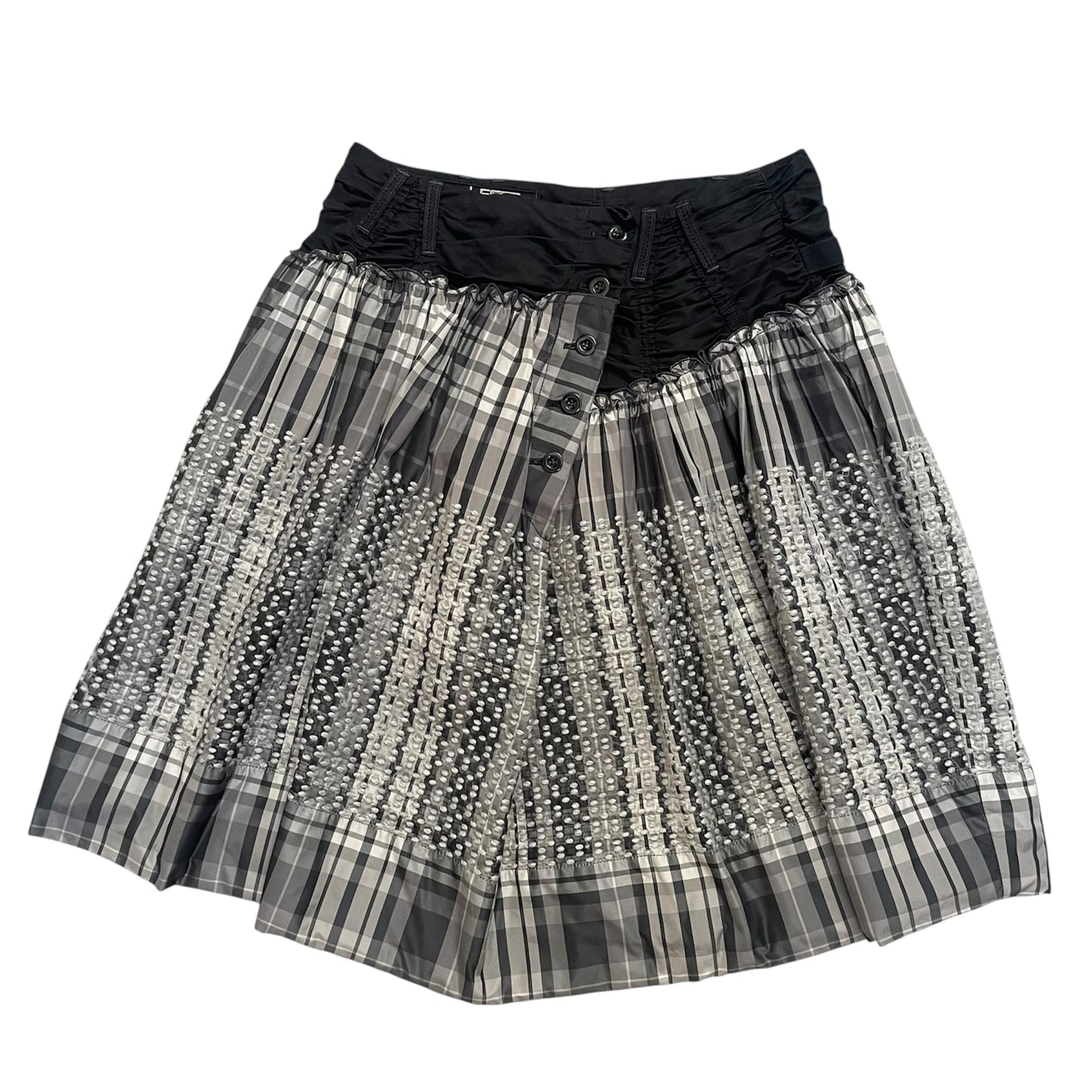 Marithé + François Girbaud plaid puffer midi skirt.