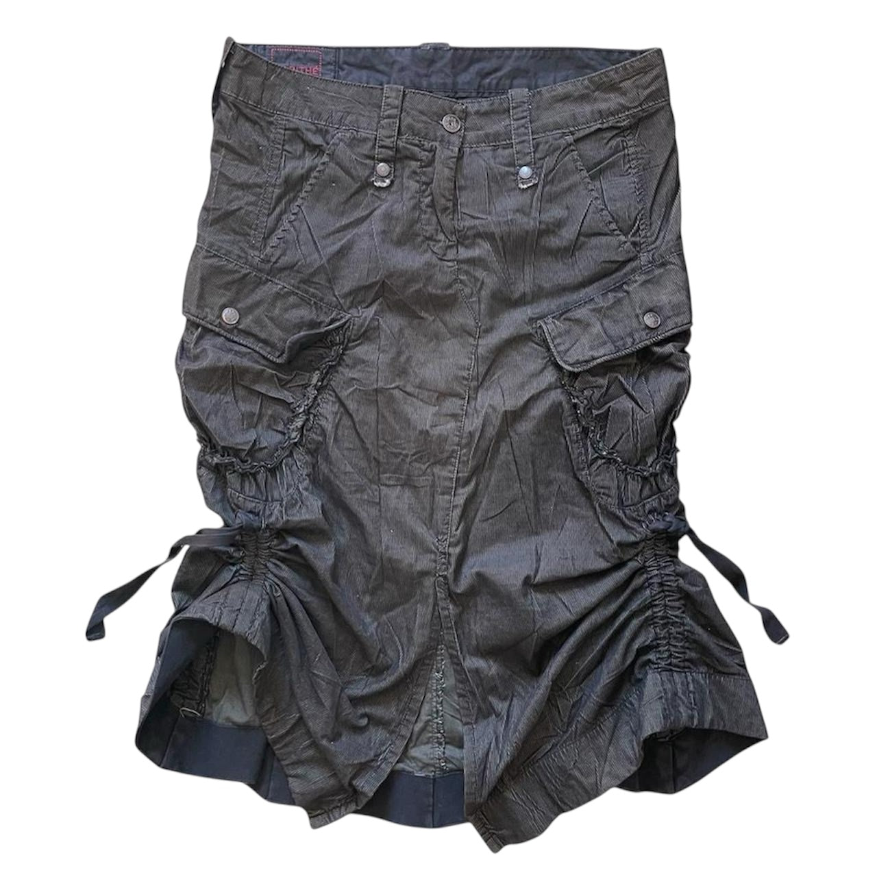 Marithé + François Girbaud brown corduroy cargo skirt.