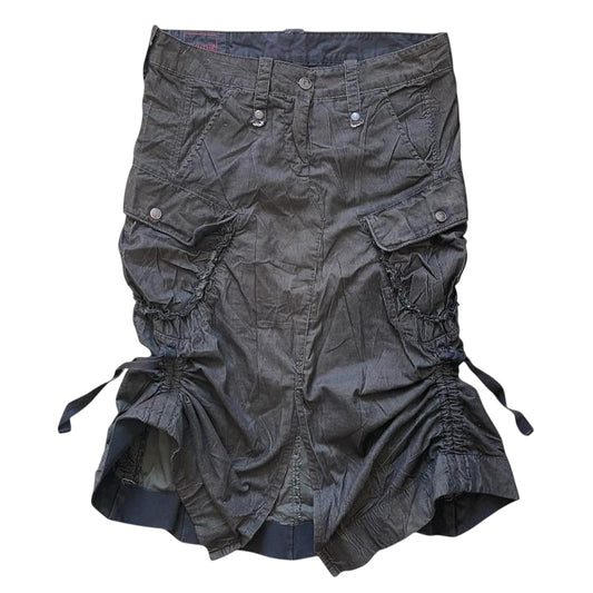 Marithé + François Girbaud brown corduroy cargo skirt.